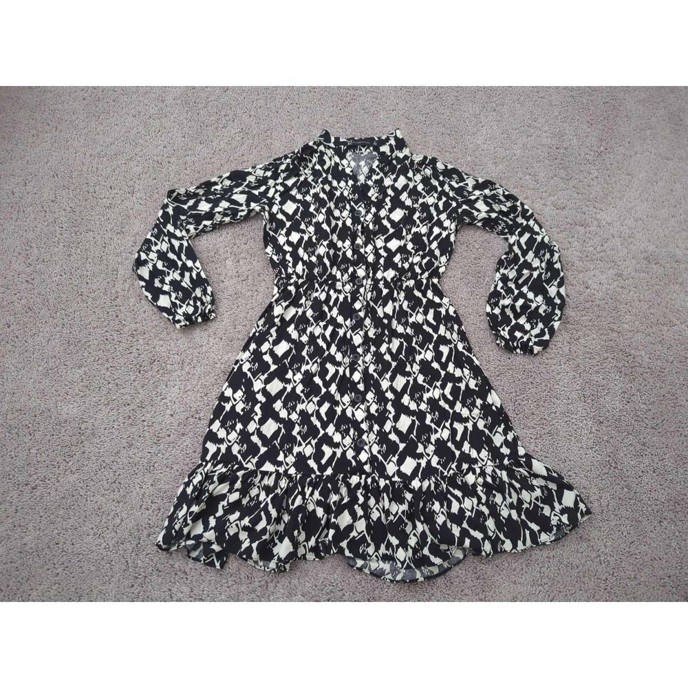 New York & Company Dress Womens Small Black Long Sleeve Tiered Formal Casual
